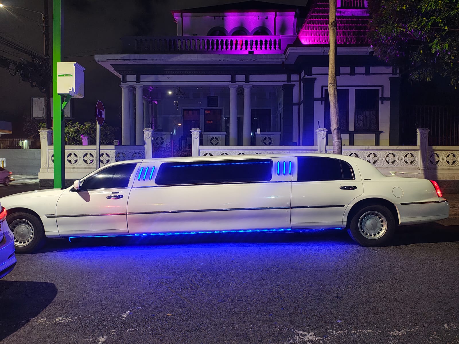 Luxury limousine at night